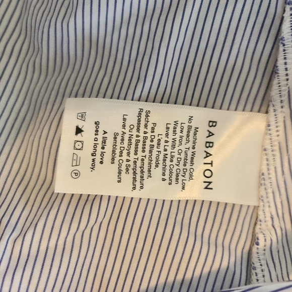 Aritzia Babaton Thenardier Wrap Plunge Blouse Blue Harbour Stripes M - Picture 5 of 5